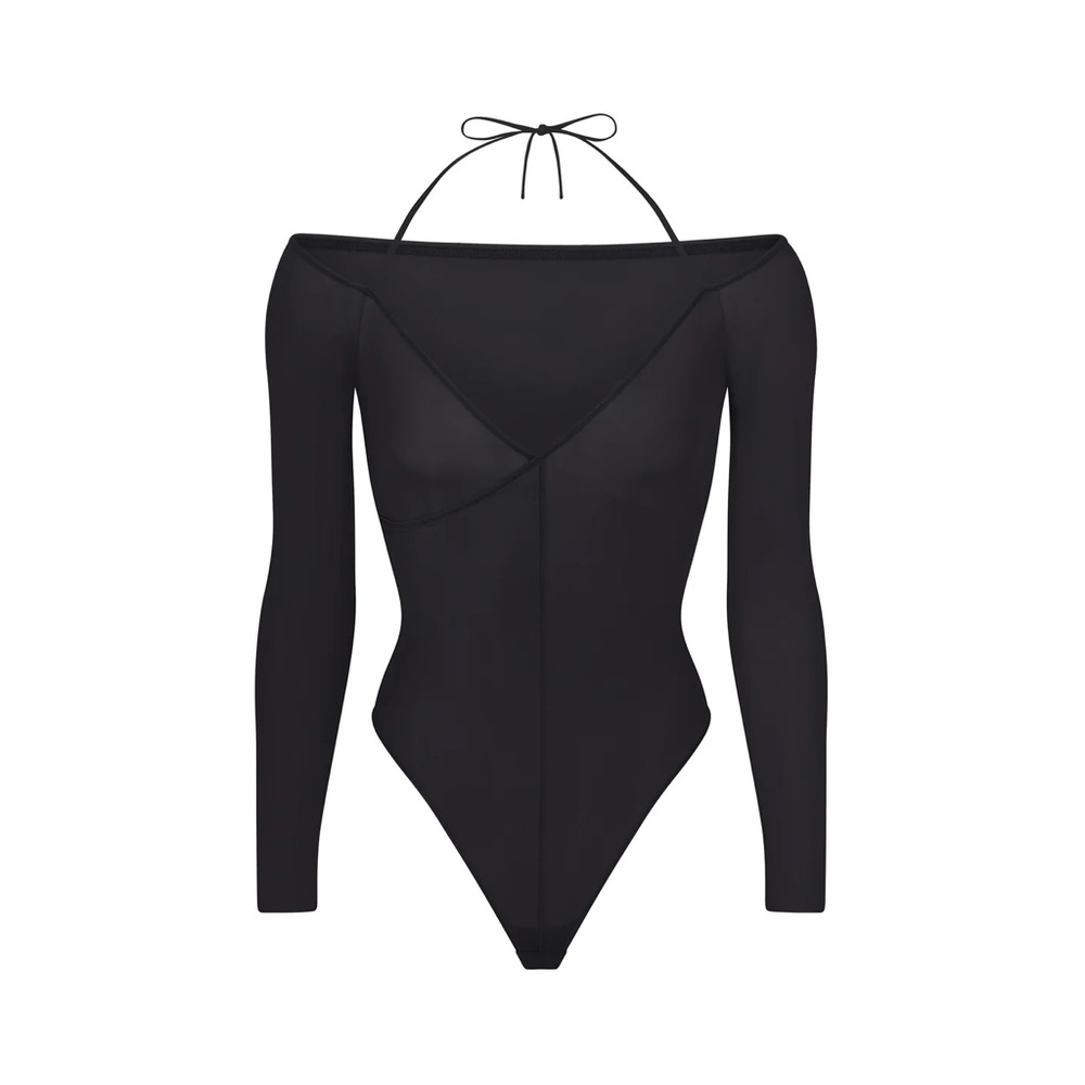 SKIMS Jelly Shear Off The Shoulder Bodysuit (Small, Onyx) NWT